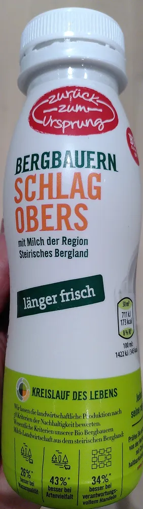 Bergbauern Schlagobers länger frisch