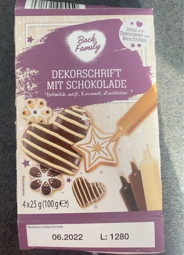 Dekorschrift mit schokolade