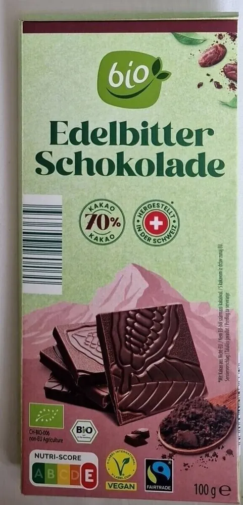 Edelbitter Schokolade, 70 % Kakao