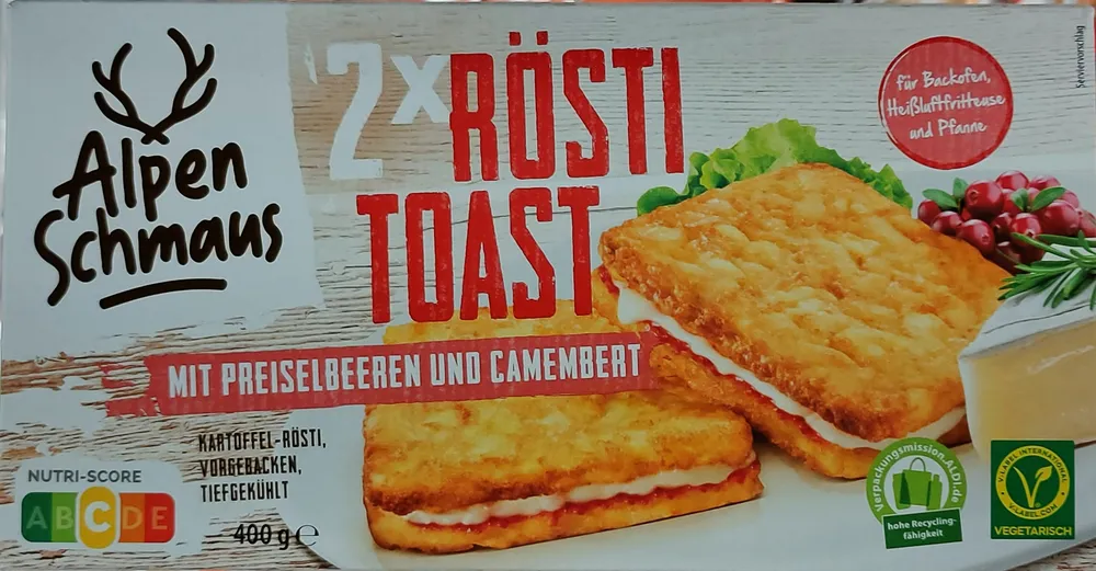 Rösti-Toast - Preiselbeeren und Camembert