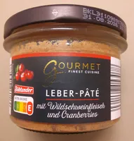 Pastete Leber-Pâté mit Wildschweinfleisch und Cranberries