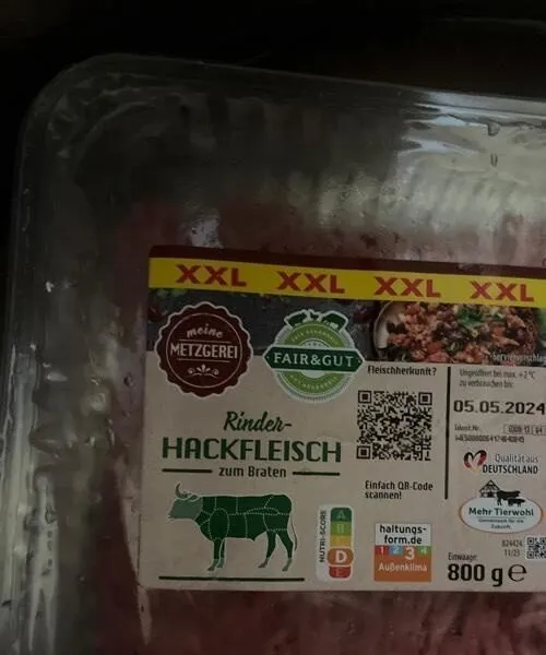 ALDI Fair&Gut Rind. Rinderhackfleisch 1kg 12,38€
