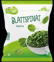 ALDI GUT BIO TK-GEMÜSE  Blattspinat; kontrolliert ökologische Erzeugung     Aus der Tiefkühlung 2.49€ 750-g-Beutel kg = 3.32€