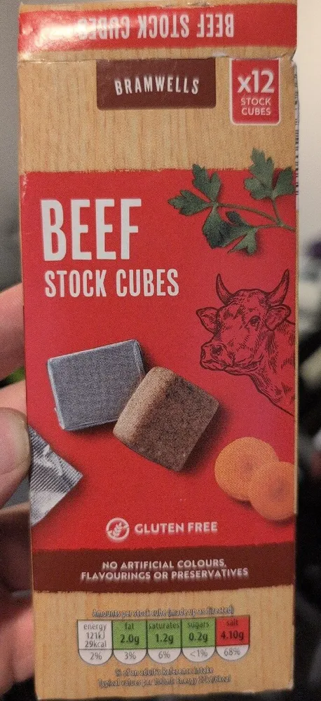 BRAMWELLS x12 CK BEEF STOCK CUBES GLUTEN FREE NO A