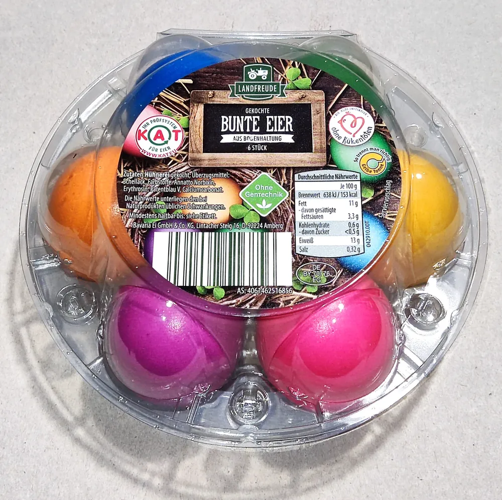 Gekochte Bunte Eier aus Bodenhaltung