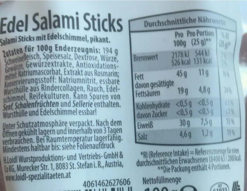 Edel Salami Sticks