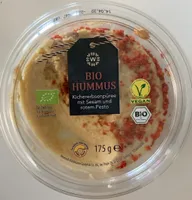 Bio Hummus - Kichererbsenpüree mit Sesam und rotem Pesto