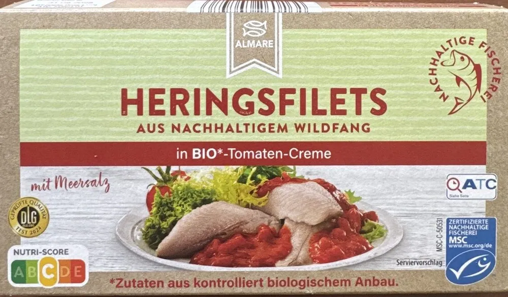 Heringsfilets in Bio-Tomatencreme