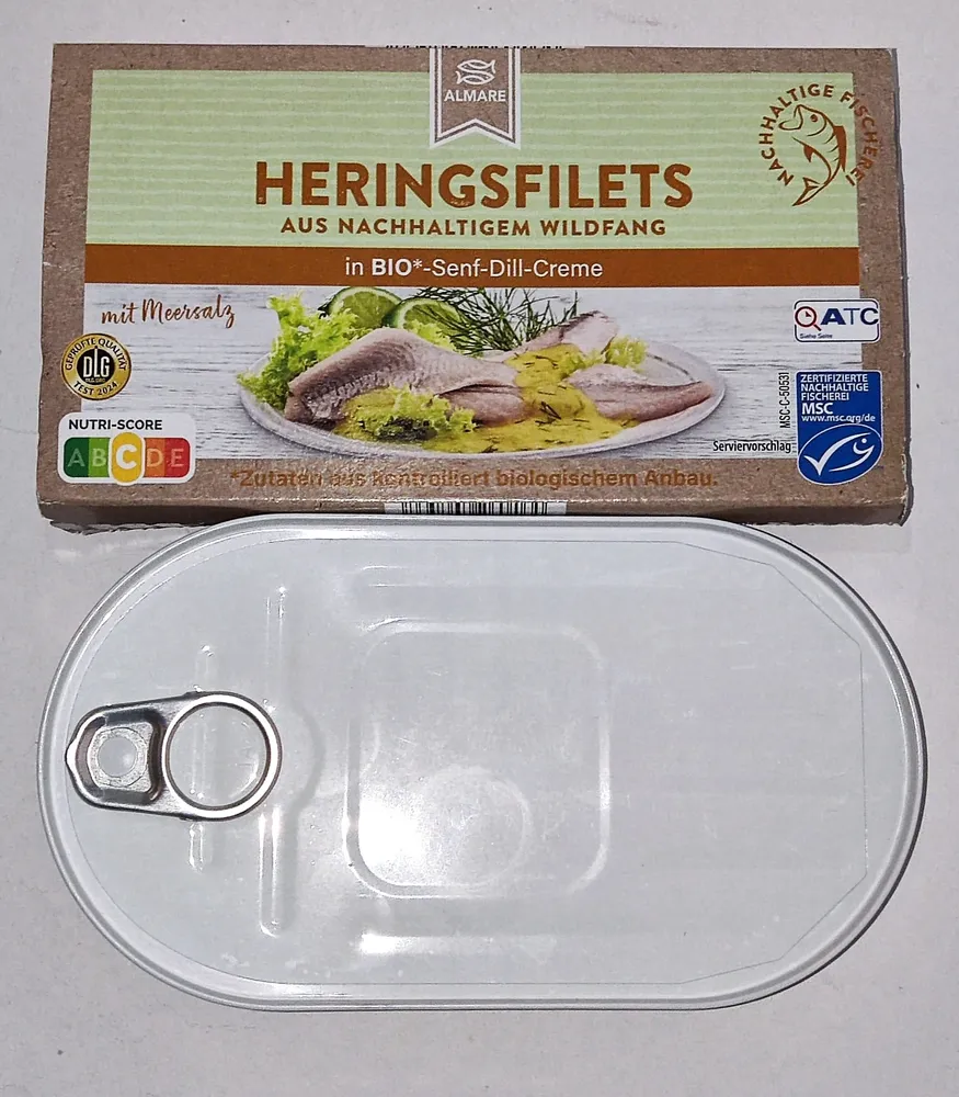 Heringsfilets in Bio-Senf-Dill-Creme