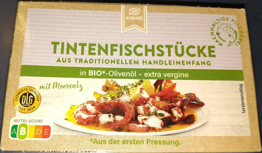 Tintenfisch-Stücke in Bio-Olivenöl