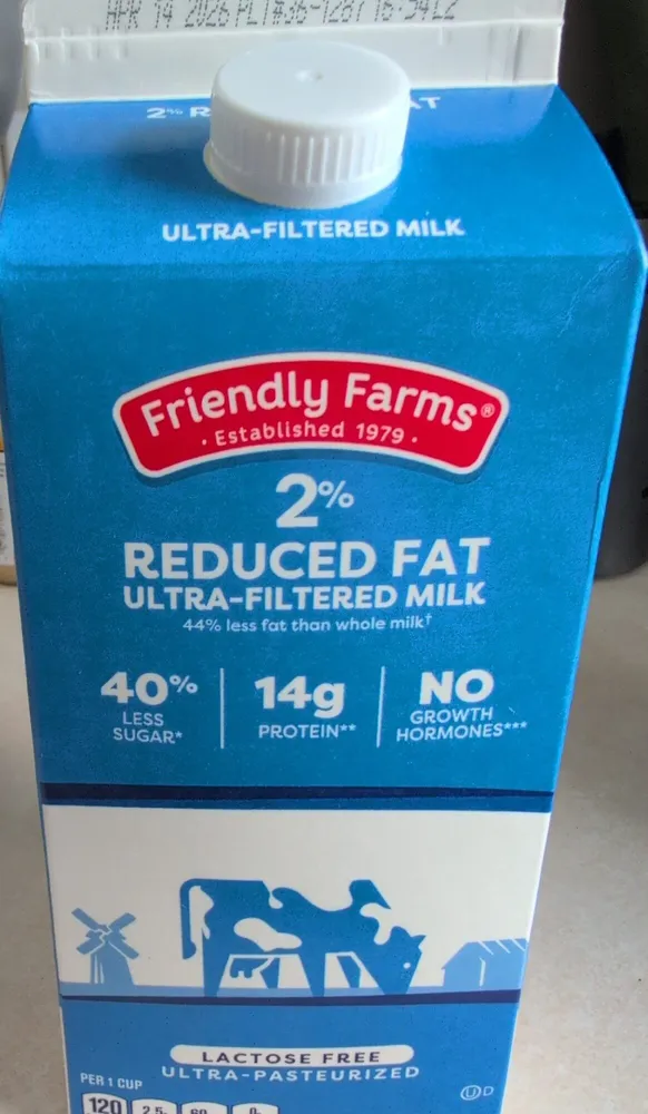 Ultra Filtered Reduced Fat Milk