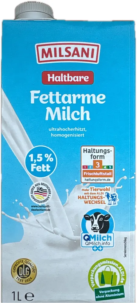 Haltbare Fettarme Milch