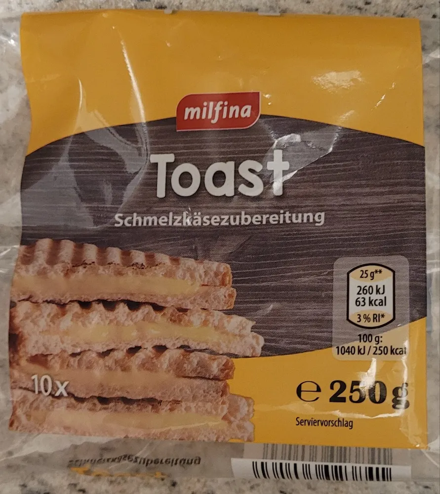 Toast Schmelzkäsezubereitung