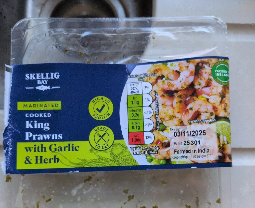 Cooked King Prawns with Garlic & Herb