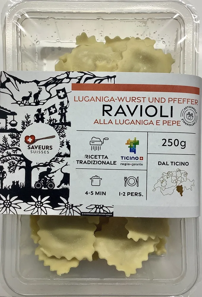 Raviolis à la saucisse Luganiga et au poivre