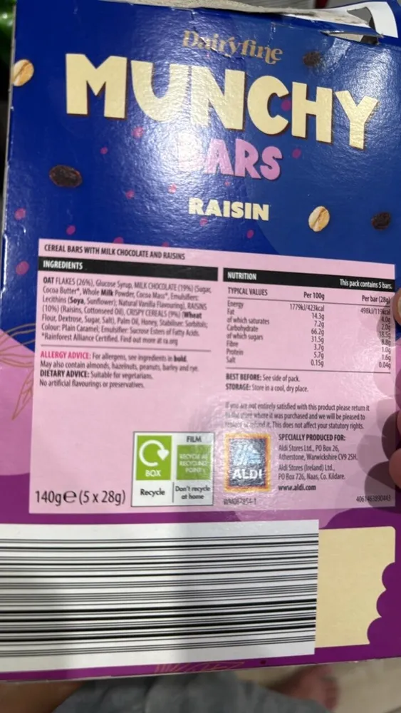 Munchy Raisin Bar