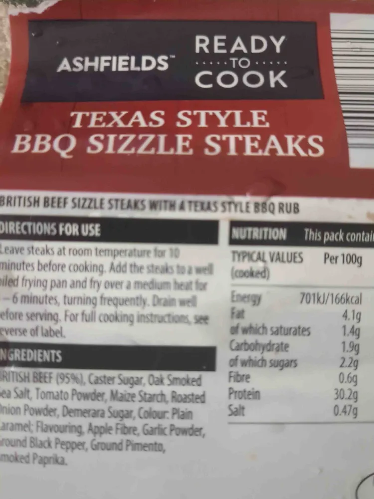 Texas Style BBQ Sizzle Steaks