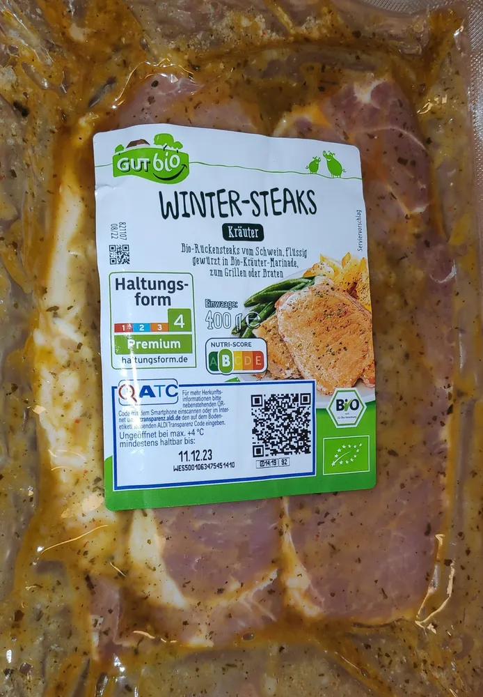 Schweine-Rücken-Steak Kräuter 'Winter' (Bio)