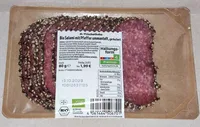 Bio-Salami mit Pfeffer ummantelt
