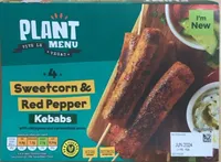 Sweetcorn and red pepper kebabs