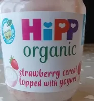 Strawberry cereal topped with yogurt