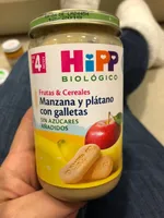 Manzana y platano con galletas