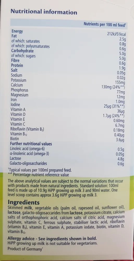 3 Growing Up Baby Milk Powder from 1 Year Onwards