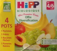 Mes Premiers Fruits Offre diversification (Bananes-Pêches, Pommes-Raisins, Pommes, Poires)
