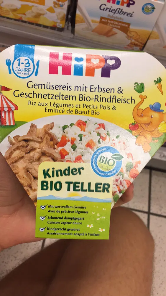 Riz aux légumes et petits pois & émincé de de boeuf bio