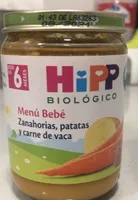 Menú bebé zanahorias, patatas y carne de vaca