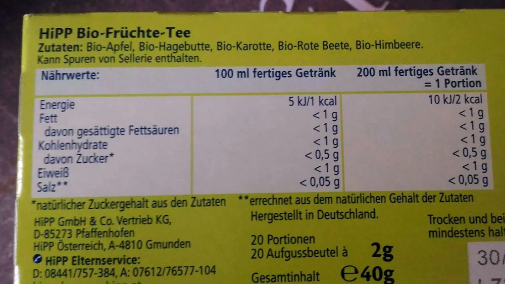 Hipp Bio Früchte Tee