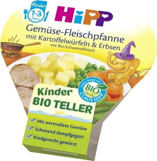 Gemüse-fleischpfanne Mit Kartoffelwürfeln & Erbsen Mit Bio-schweinefleisch