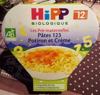 Assiette Pâtes 123 Potiron Et Crème Hipp 230G +