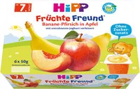 Früchte Freund Banane-Pfirsich in Apfel mit entrahmtem Joghurt verfeinert
