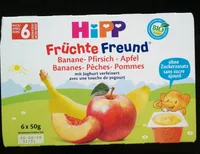 Früchte Freund Bananes-Pêches-Pommes avec yogourt
