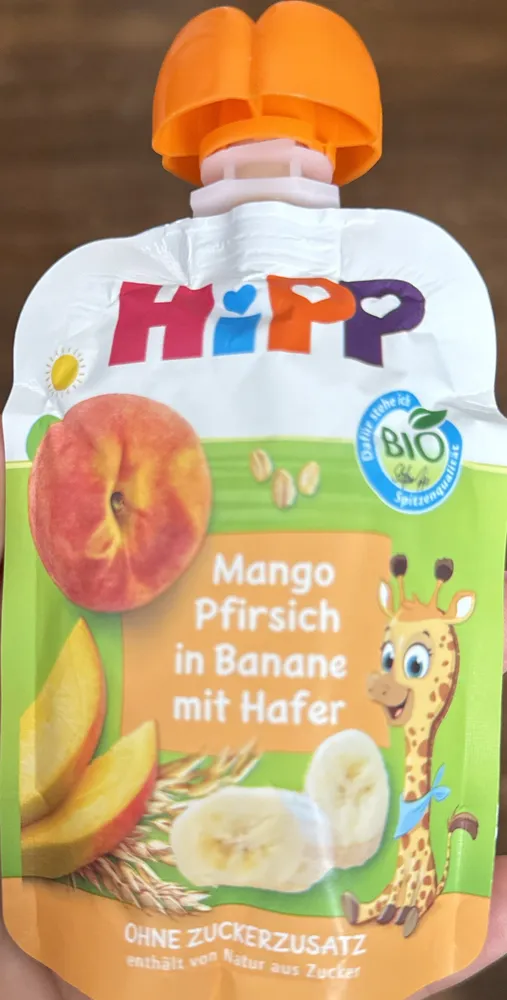 Mango Pfirsich in Banane mit Hafer