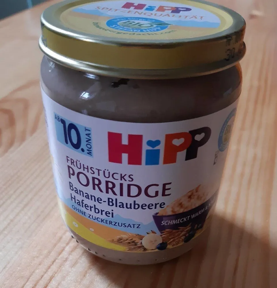 Frühstücks Porridge Banane Blaubeeren Haferbrei
