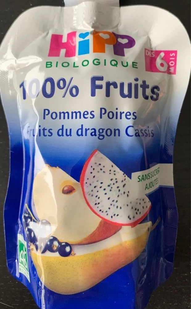 Pommes poires fruits du dragon cassis
