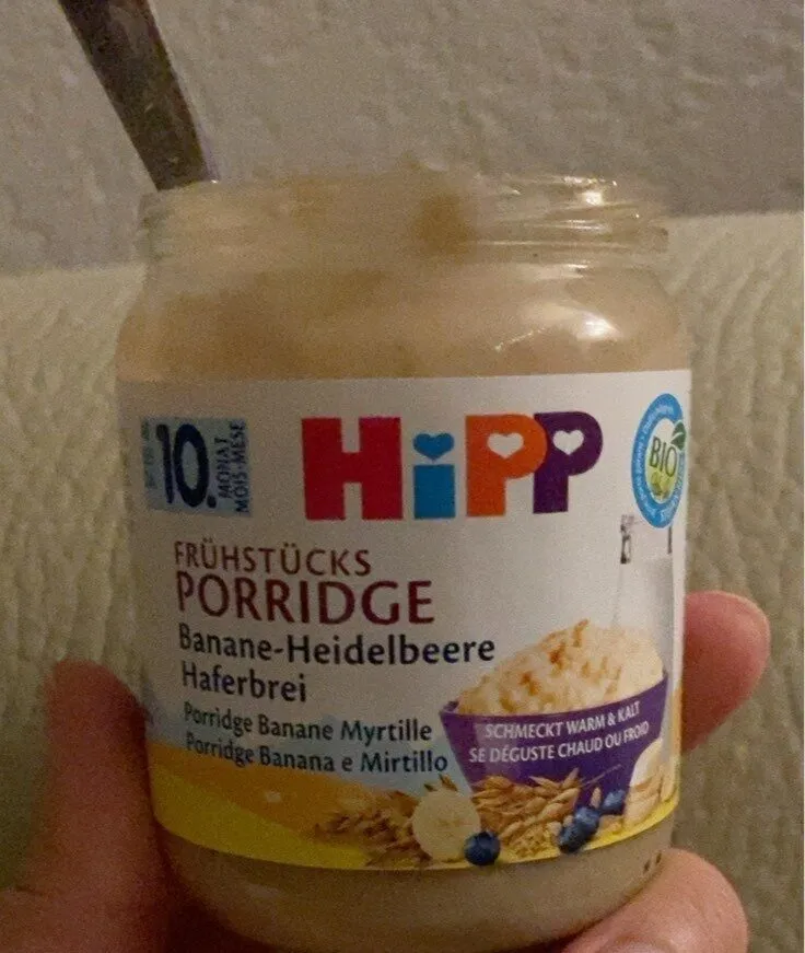 Porridge banane mirtille