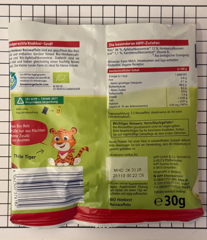 BIO Himbeer Reiswaffeln