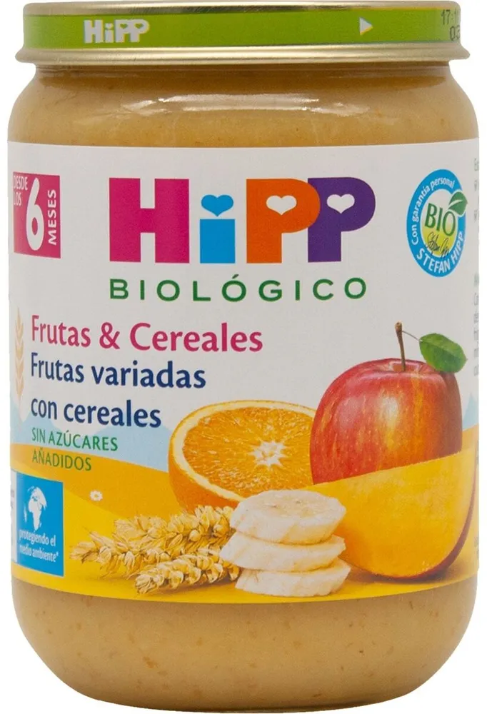 Papilla de frutas variadas con cereales