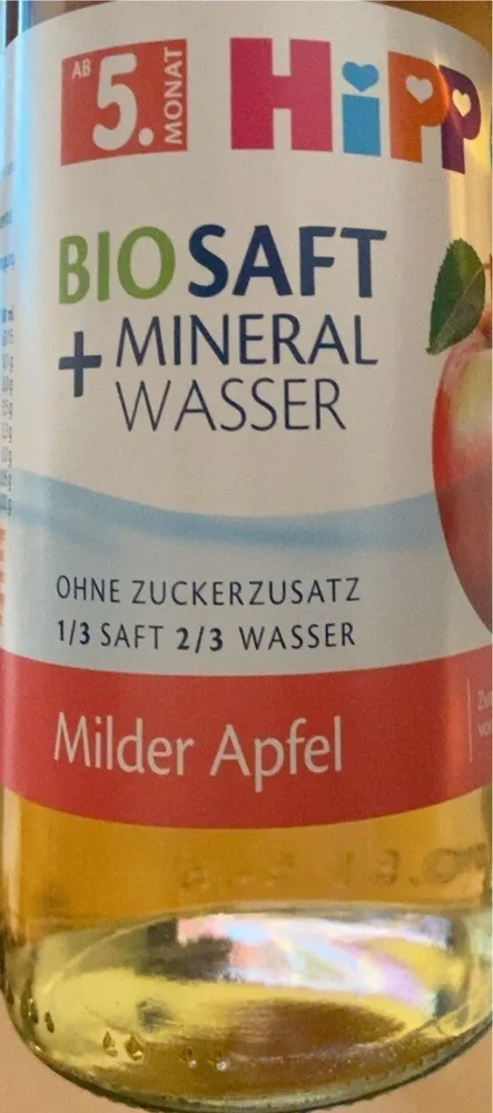 Biosaft + Mineralwasser milder Apfel