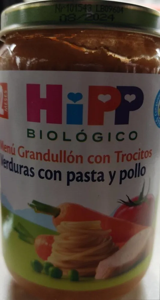 Verduras con pasta y pollo