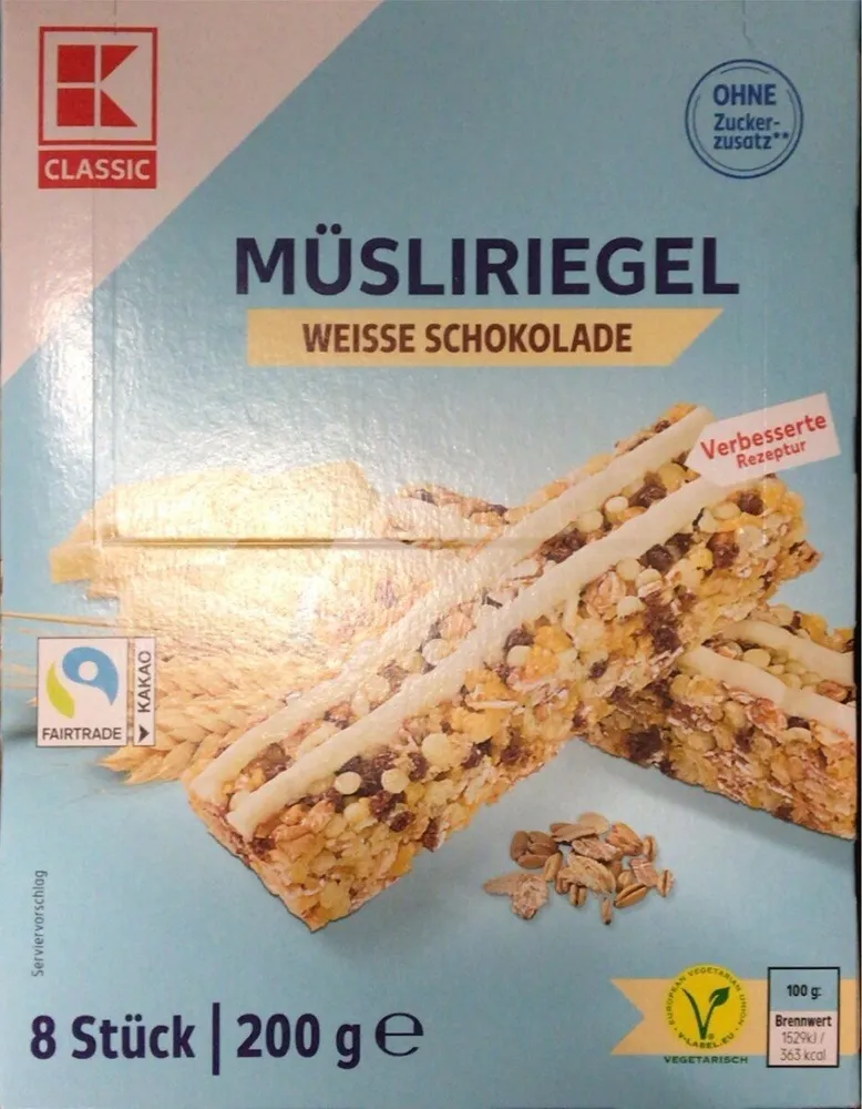 Müsliriegel Weisse Schokolade