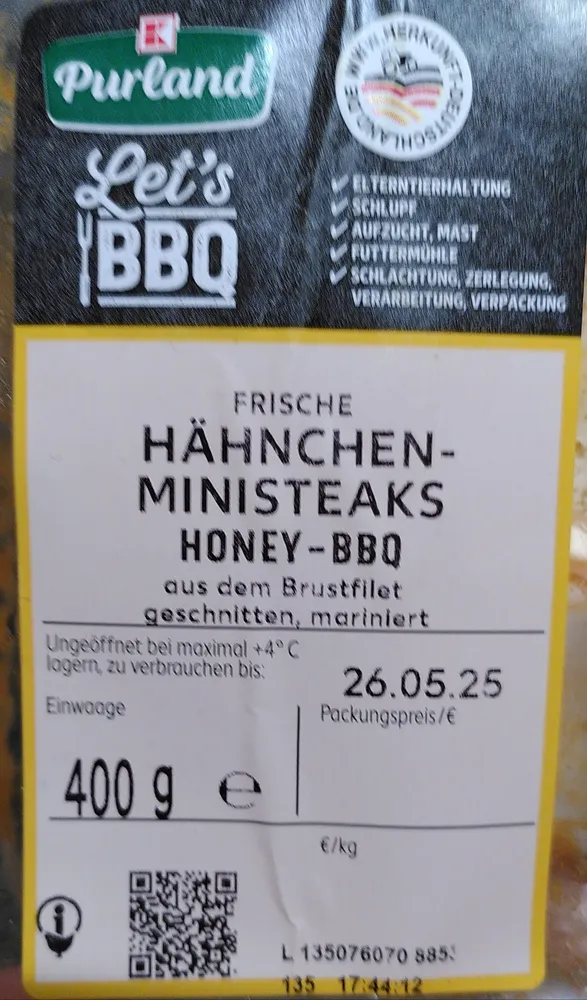 Frische Hähnchen-Ministeaks "Honey-BBQ"