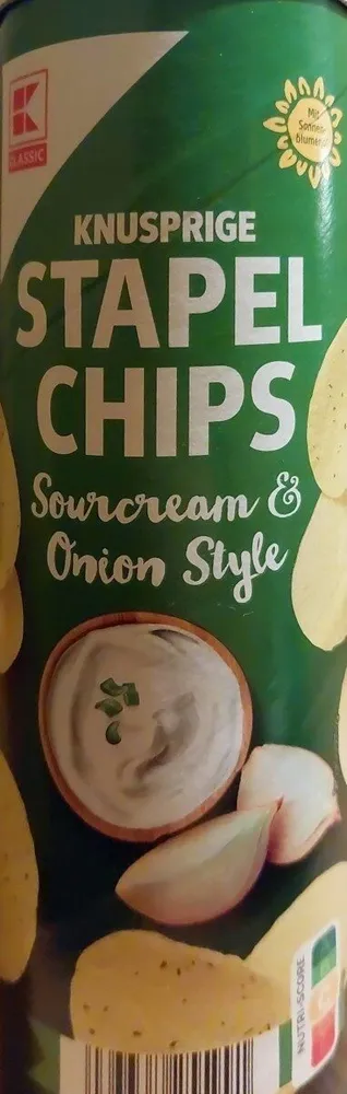Knusprige Stapelchips Sourcream Onion Style
