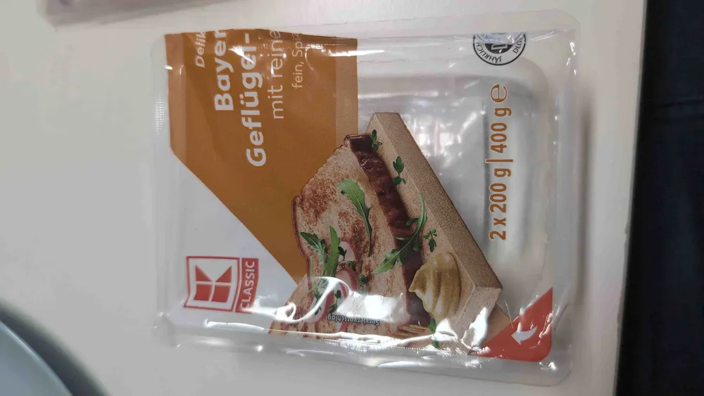 Delikatess Bayerischer Geflügel-Leberkäse mit reinem Rapsöl, fein, Ofengebacken