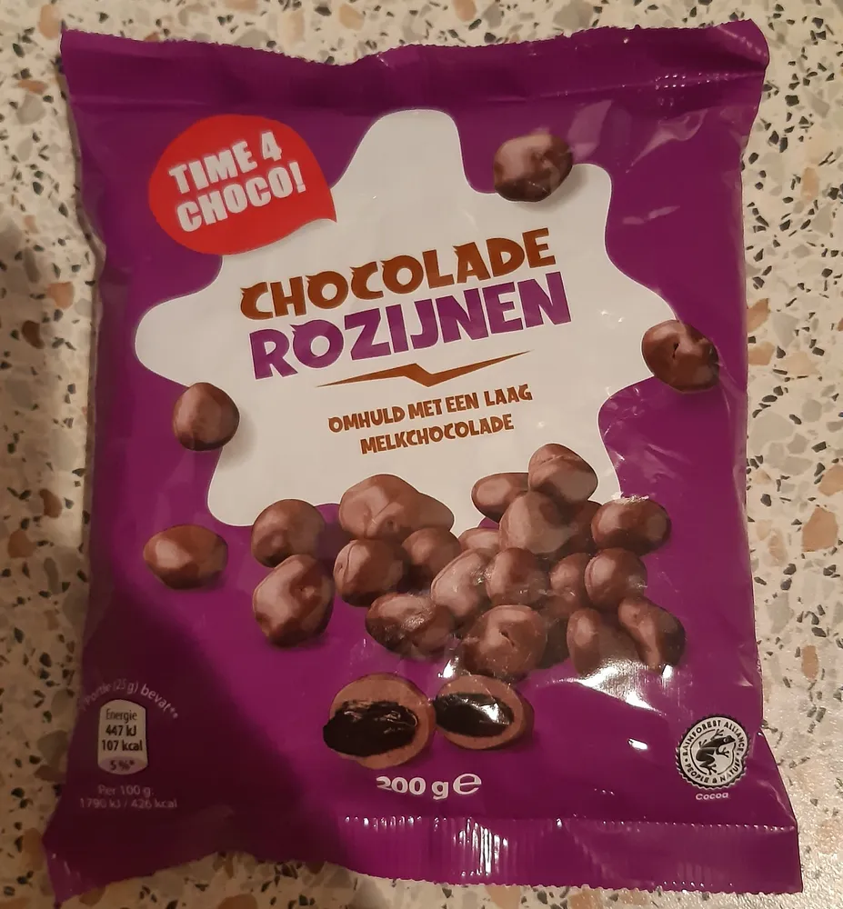 CHOCOLADE ROZIJNEN Omhuld met een laag Melkchocola