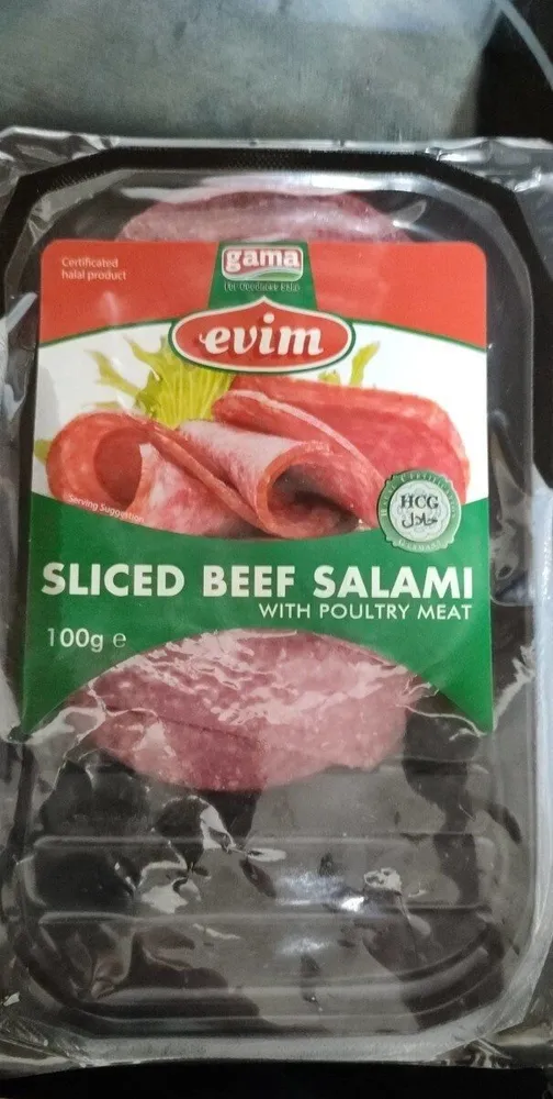 Sliced beef salami