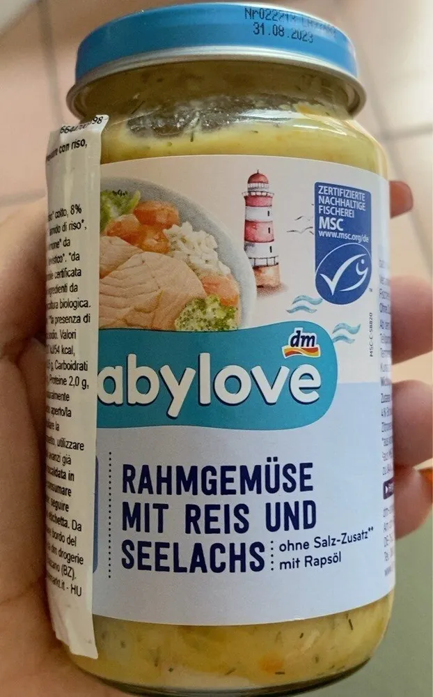 Rahmgemüse mit reis und seelachs
